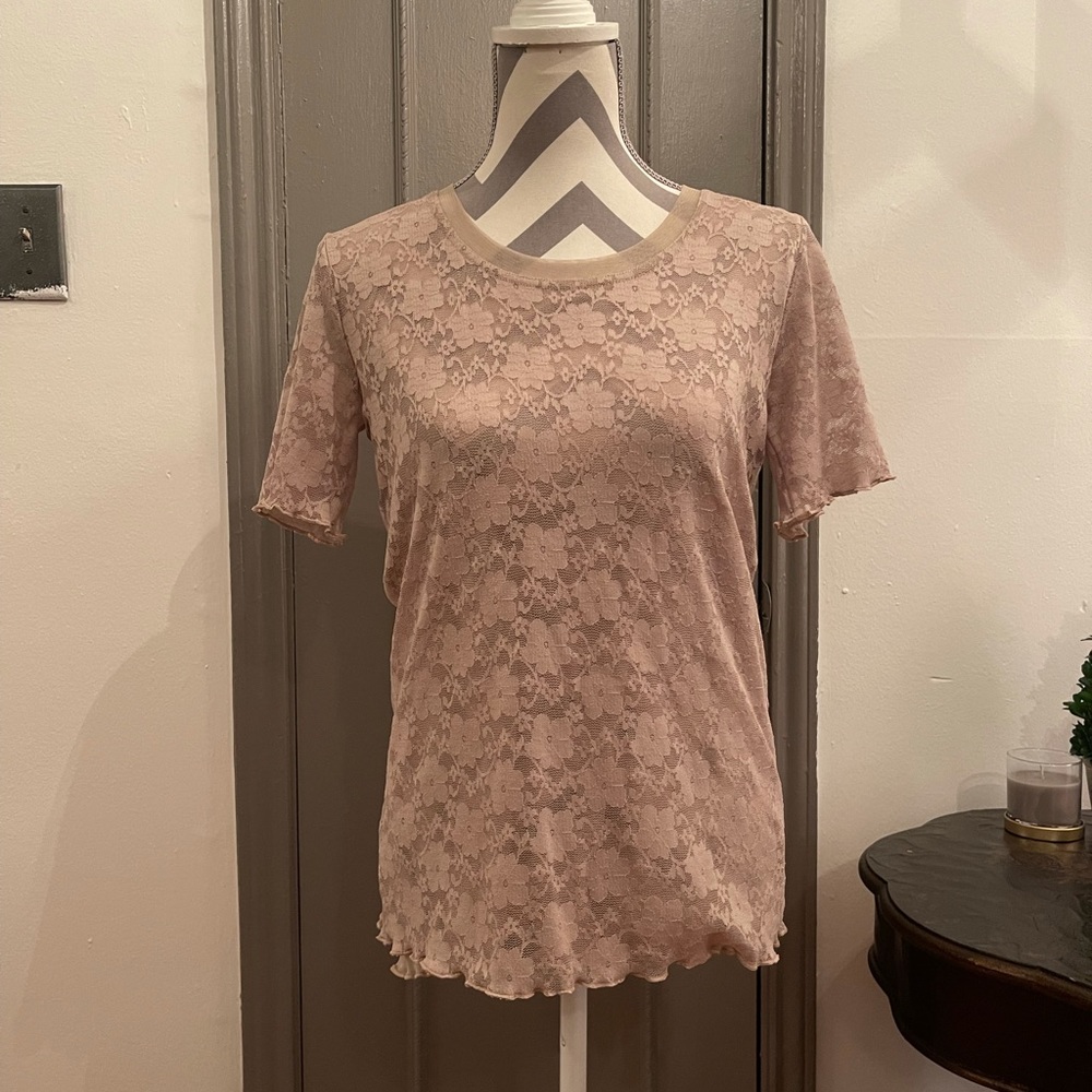 Double layered T-Shirt blouse, cream colored